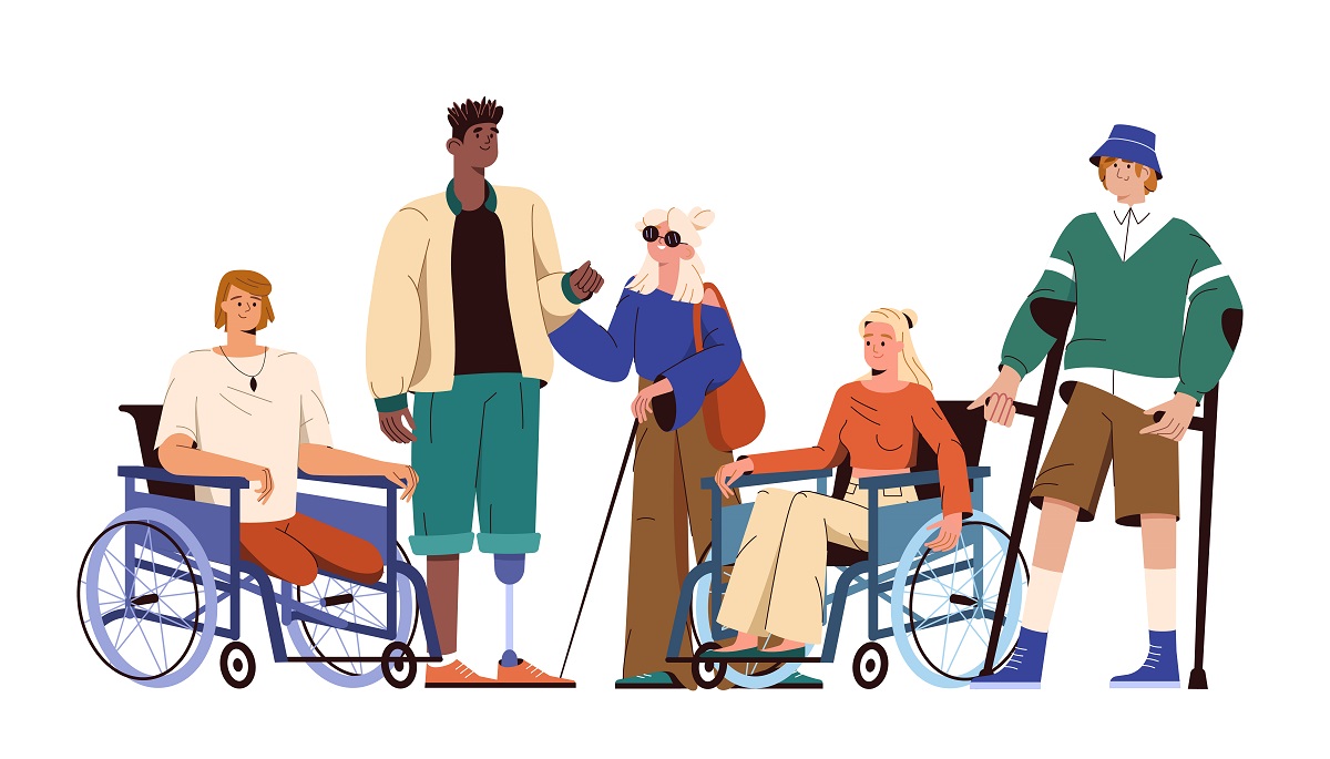 personas con diferentes discapacidades. reflejan la discapacidad.