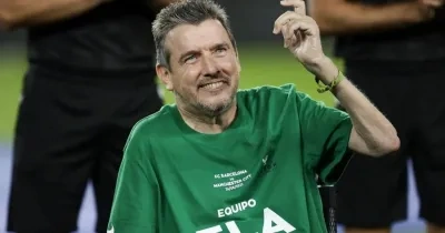 Unzúe durante un partido benéfico por el ELA entre el FCB y ManCity