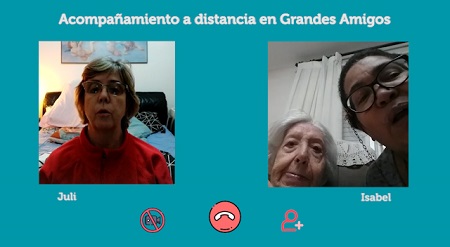 acompañamiento a distancia, cámara con varias personas en videollamada