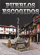 Detalle portada del libro Pueblos ecogidos (casas y fuente de una plaza de un pueblo)