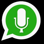 Microfono  blanco, dentro de un circulo verde con borde blanco