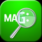 "Mag:" escrito en grande y en blanco. Fondo verde. y una lupa encima de "g:", que lo agranda.