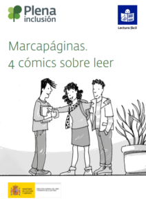 Portada del cómic con 3 jóvenes hablando de libros