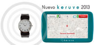 Producto de apoyo del localizador Keruve 2013 junto a un reloj