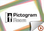 Producto de apoyo de Pictogram Room con una silueta de una persona entrando en una habitación
