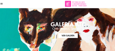 web de la feria de arte con uno de los cuadros con una mujer y un lobo