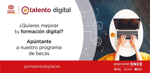 Banner de las becas de Fundación ONCE para la formación tecnológica de personas con discapacidad