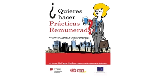 Cartel de las becas de prácticas para universitarios con discapacidad de Fundación ONCE