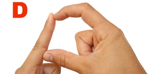 Detalle de la mano de un intérprete de lengua de signos española