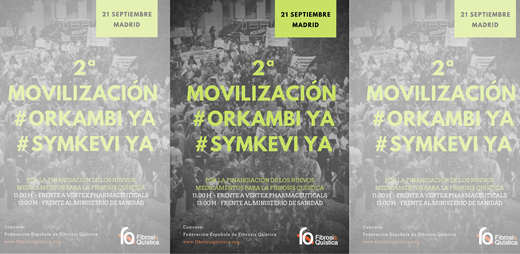 Cartel de la 2º movilización de fibrosis quistica por la financiación de los nuevos medicamentos