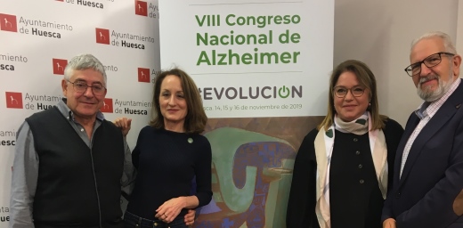 Javier Lasierra, Cheles Cantabrana, Rosa Serrano y Eloy Torre en la presentacion del Congreso Nacional del Alzheimer