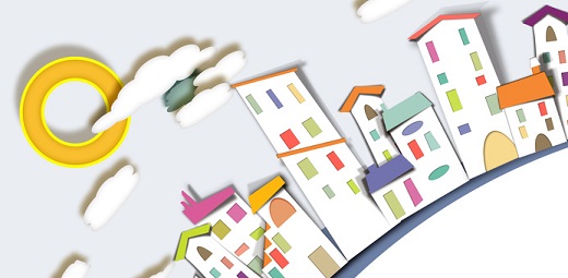 silueta edificios de colores, dónde vivir, a veces es un reto