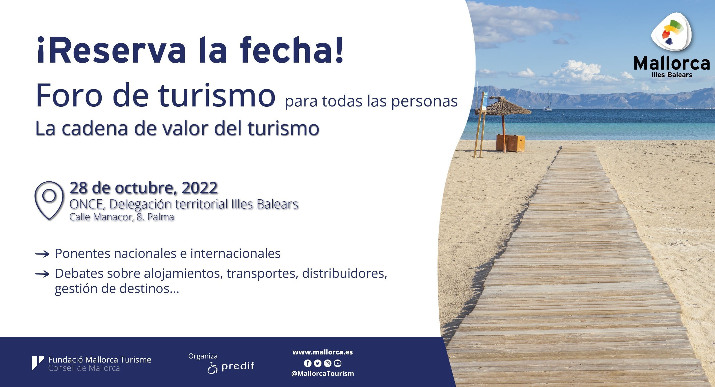 Cártel del primer foro de turismo para todas las personas en Mallorca