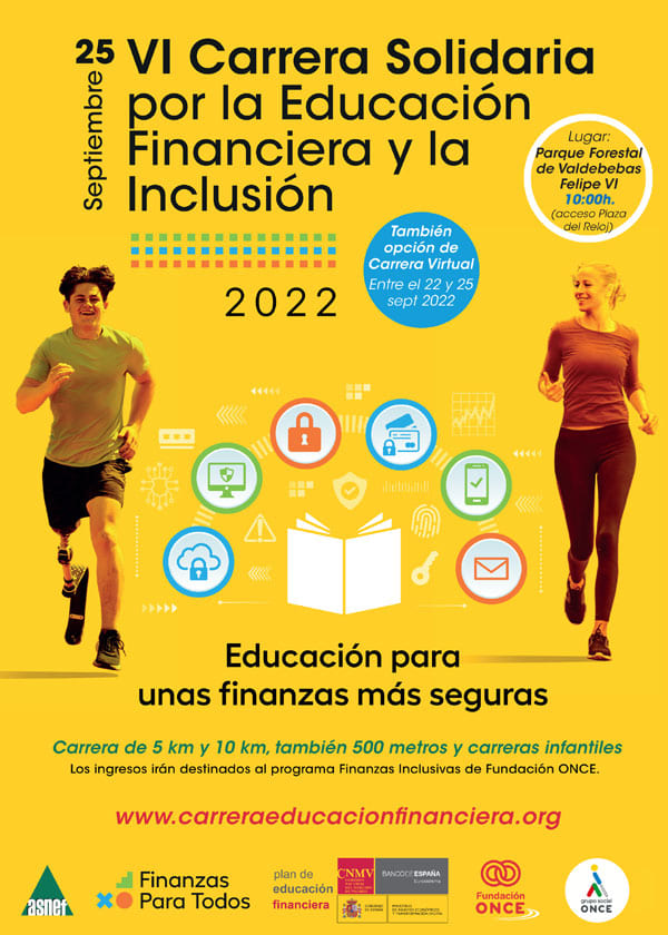 cartel carrera solidaria por la educación financiera y la inclusión 