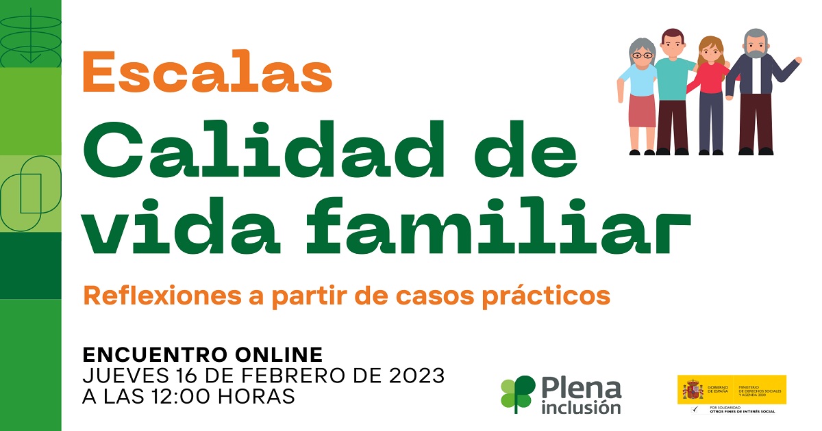 Banner del encuentro online, Escalas de Calidad de Vida Familiar de Plena inclusión España