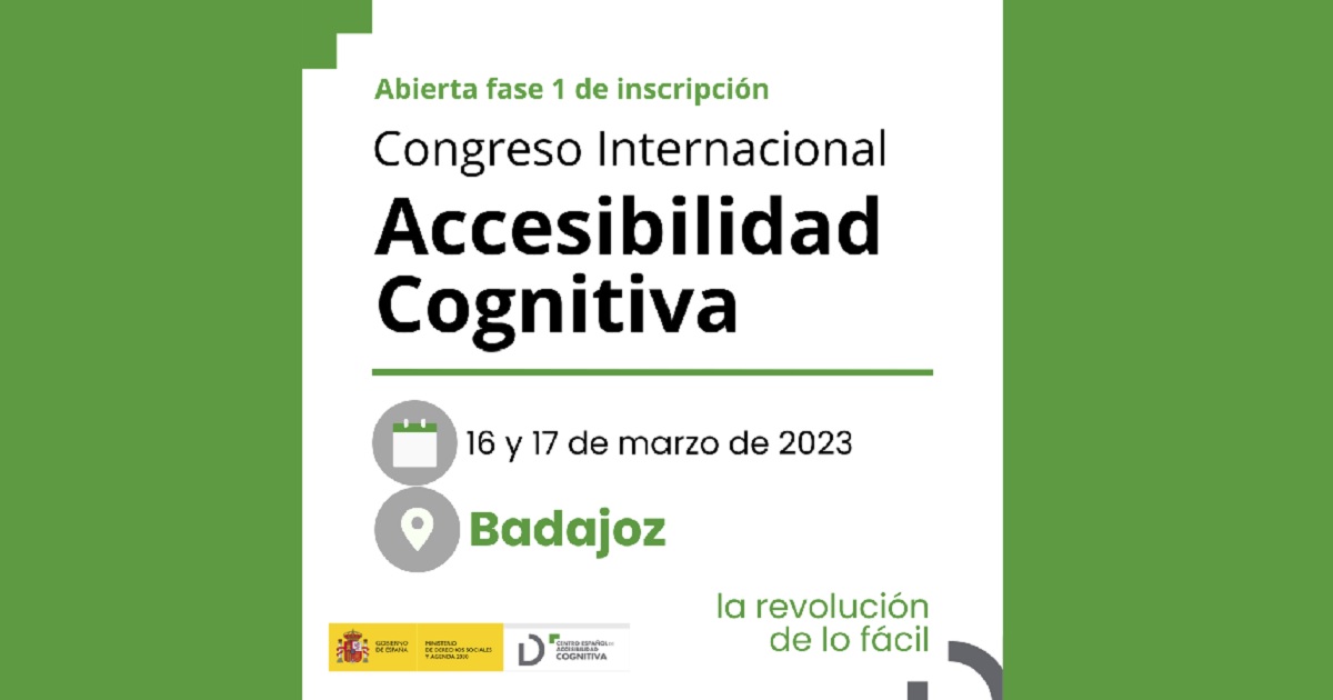 Banner del I Congreso Internacional de Accesibilidad Cognitiva en Badajoz