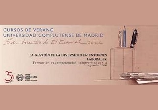 Banner del Curso Complutense de Verano "La gestión de la diversidad en entornos laborales: Formación en competencias, compromiso con la Agenda 2030"