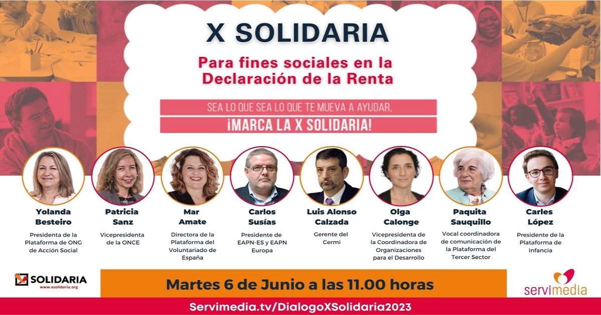 Banner del Diálogo: X Solidaria para fines sociales en la Declaración de la Renta de Servimedia