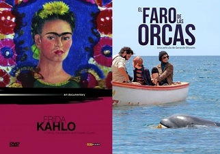 Carteles del documental de "Frida Kahlo" y la película "El faro de las orcas" que se presentan en el Ciclo de Cine de la VIII Bienal de Arte Contemporáneo de Fundación ONCE