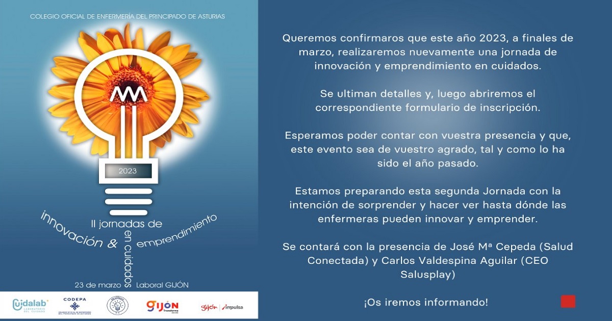 Banner de las II Jornadas de innovación y emprendimiento en cuidados en Gijón