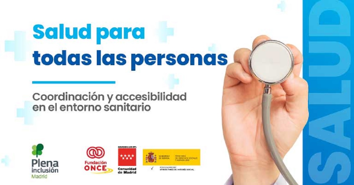 Banner de la Jornada de Salud para todas las personas: Coordinación y accesibilidad en el entorno sanitario de Plena inclusión Madrid