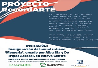 Banner de invitación para la inauguración del mural urbano "Memoria" en Nuevo Centro (Fuente: AFAV)