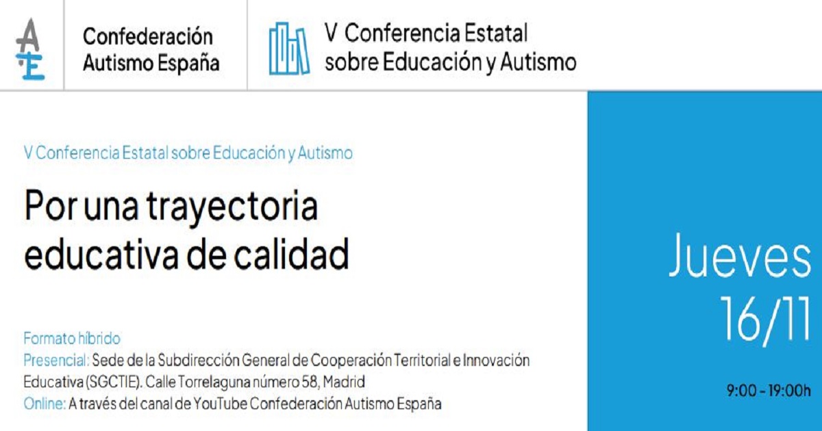 Banner de la V Conferencia Estatal sobre Educación y Autismo (Fuente: Confederación Autismo España)