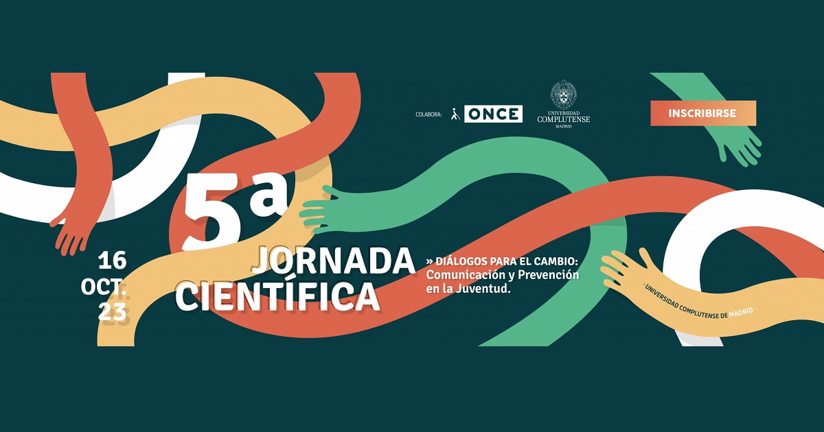 Banner de la V Jornada Científica Comunicación y Prevención en la Juventud de la Federación Española de Jugadores de Azar Rehabilitados (Fejar)