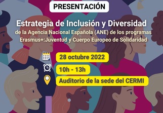 Banner de la Estrategia de Inclusión y Diversidad para los programas Erasmus+: Juventud y Cuerpo Europeo de Solidaridad 2021-2027