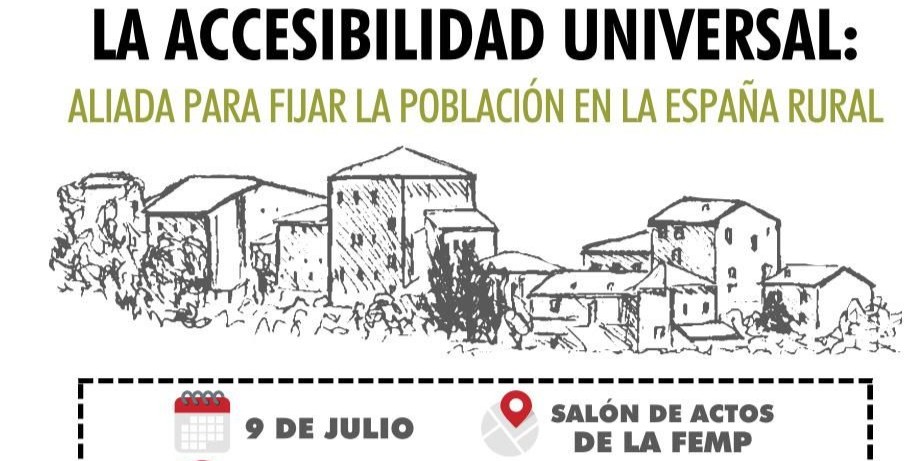 cartel del evento con el título, un pueblo dibujado en relieve de fondo. el día y la ubicación
