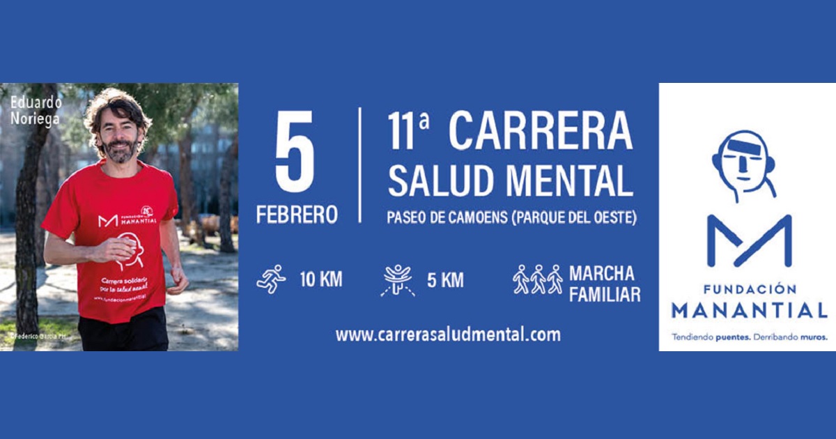 Cartel de la XI Carrera por la Salud Mental de Fundación Manantial, con la colaboración del actor Eduardo Noriega