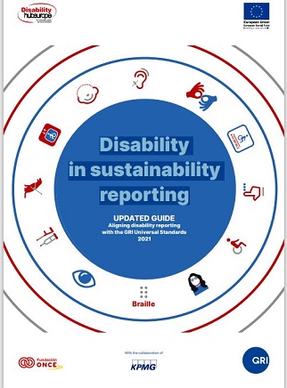 Portada de la guía sobre ‘Discapacidad e informes de sostenibilidad’ publicada por GRI y Fundación ONCE