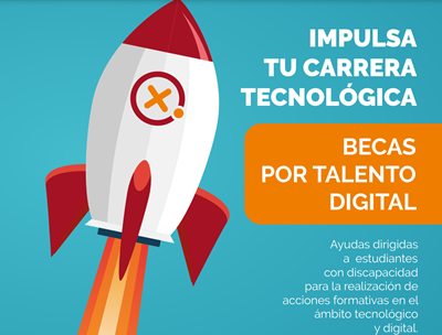 Cartel de la convocatoria de las becas Por Talento Digital