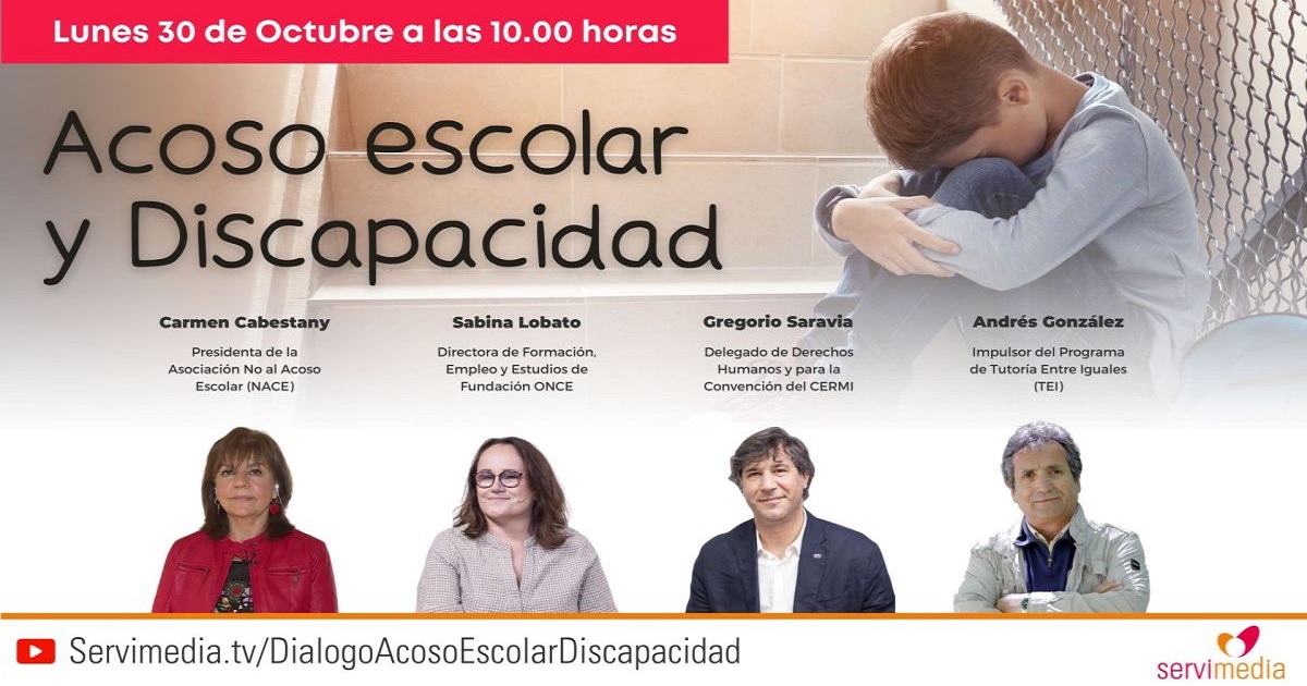 Banner del diálogo sobre ACOSO ESCOLAR Y LA DISCAPACIDAD (Fuente: Servimedia)