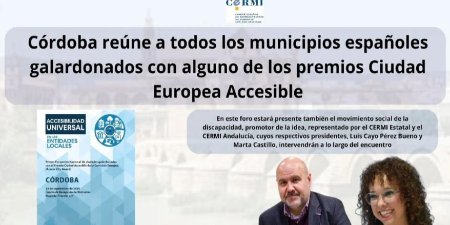 cartel del evento abajo a la izquierda, en el medio está el título y logo del cermi, con una breve descripción del evento