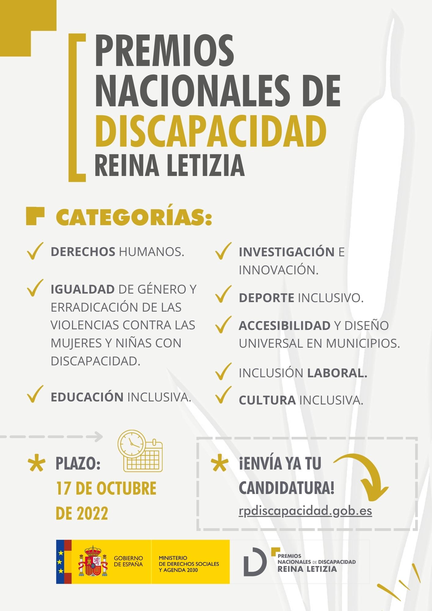 Información de los Premios Nacionales de Discapacidad Reina Letizia