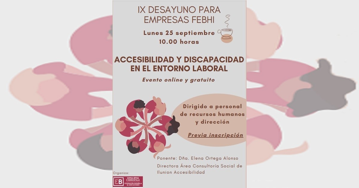 Banner del IX Desayuno para empresas FEBHI "Accesibilidad y Discapacidad en el entorno laboral"