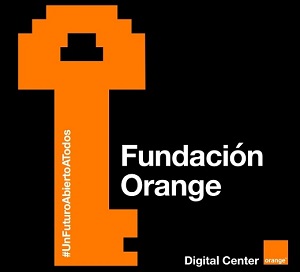 Logo de Fundación Orange y su Digital Center con una llave un futuro abierto a todos