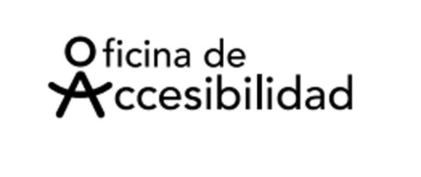 cartel de fondo blanco, donde pone "oficina de accesibilidad" en negro
