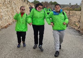 Otro momento del desarrollo de la primera de las cuatro etapas del Camino de Levante con peregrinos con discapacidad intelectual y del desarrollo (Fuente: Plena inclusión Región de Murcia)
