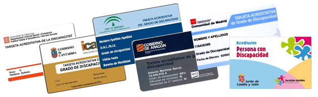 Tarjeta acreditativa del grado de discapacidad de diferentes comunidades