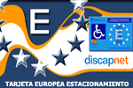 tarjeta europea de estacionamiento y logo discapnet