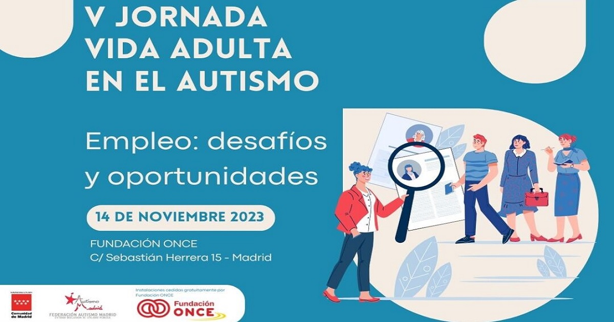 Banner de la V Jornada Vida adulta en el autismo: «Empleo: desafíos y oportunidades»