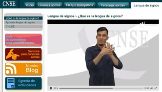web de CNSE e interprete en lengua de signos