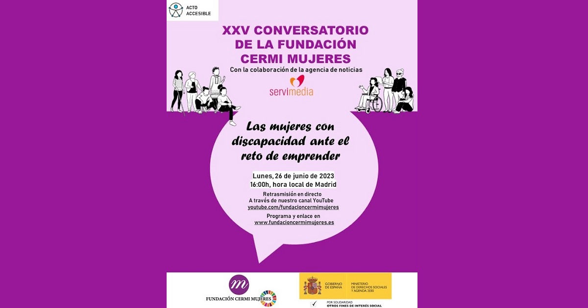 Banner del XXV Conversatorio Fundación CERMI Mujeres - ‘Las mujeres con discapacidad ante el reto de emprender’