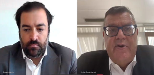 El presidente de Fundación ONCe en videollamada con director de desarrollo de negocio de Mastercard España