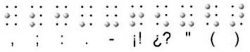 Imagen de los signos de puntuación en alfabeto Braille