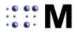 Imagen de un ejemplo de mayúscula, en este caso la M mayúscula en alfabeto Braille
