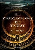 Portada del libro: El cucigrama de Jacob (En el fondo un rio y unas letras formado un cículo)