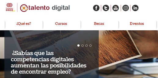 web Por Talento Digital con logo de Fundación ONCE ¿sabías que las competencias digitales ayudan a encontrar empleo?